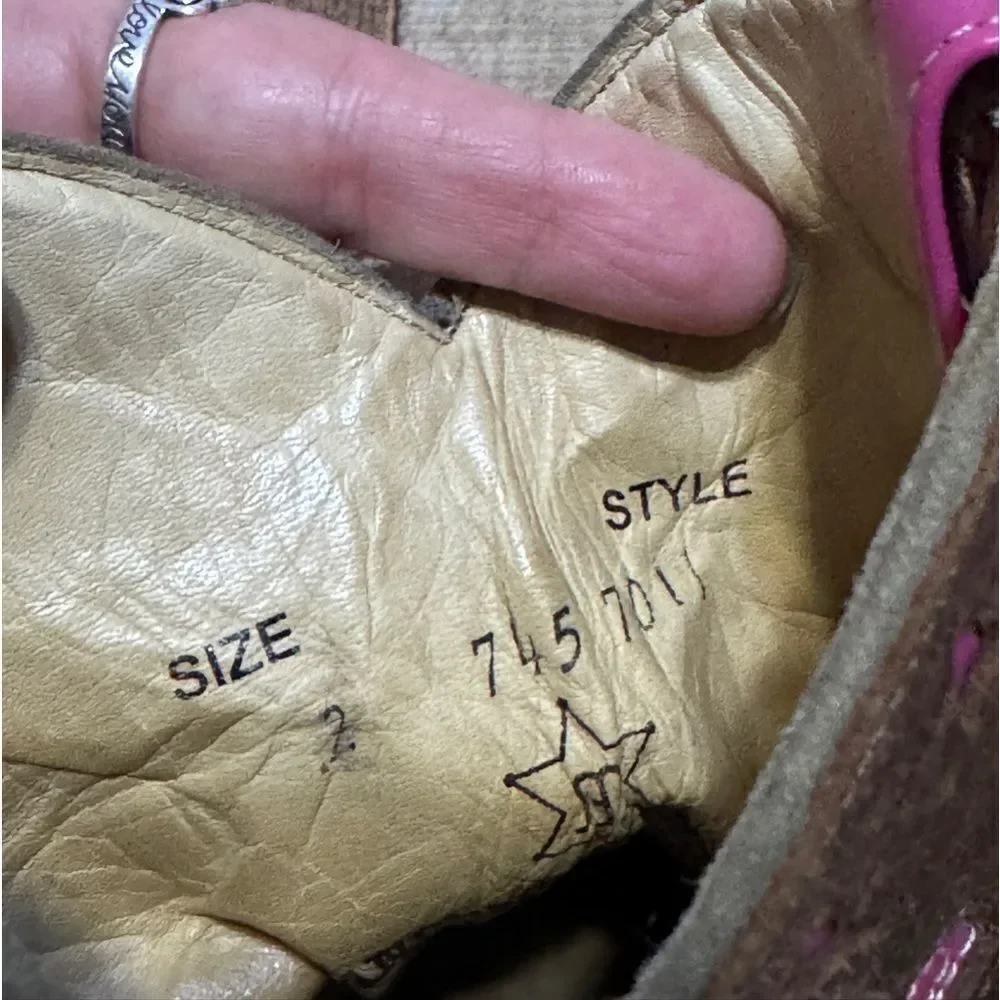 Macie Bean Pink Square Toe Guns Revolvers Stars Cowgirl Boots US 2